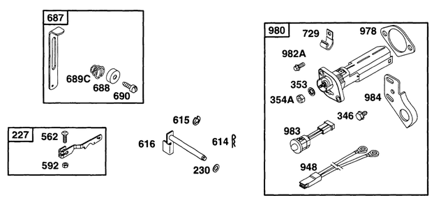 Controls, Oil Gard Diagram and Parts List for 171432-0301-XX  Briggs and Stratton Engine